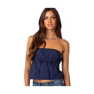 Edikted Navy Strapless Crop Top